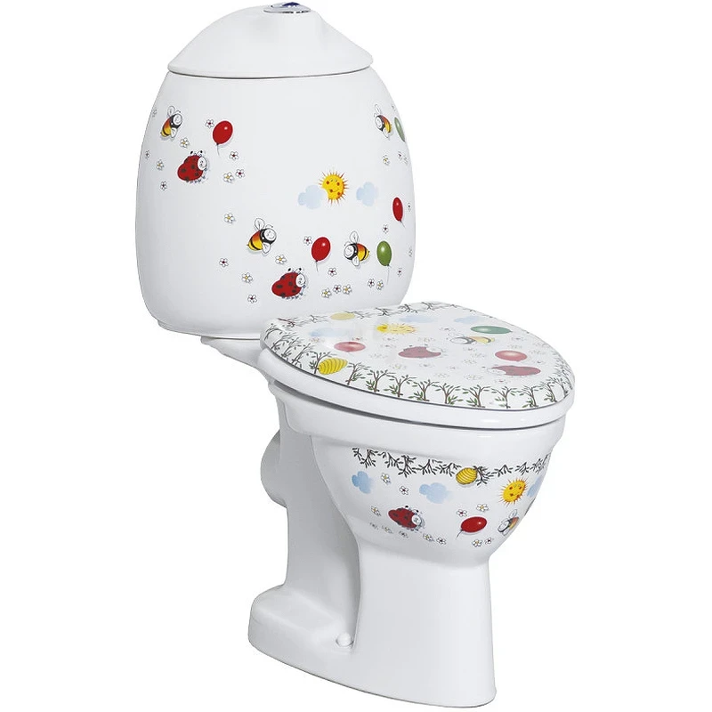 Унитаз компакт Creavit Cocuk CK310-11CB00E-FF00+KC0802.01.1000E Белый с декором с сиденьем без бачка фарфор напольный