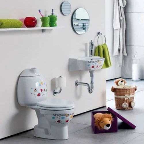 Унитаз компакт Creavit Cocuk CK310-11CB00E-FF00+KC0802.01.1000E Белый с декором с сиденьем без бачка фарфор напольный