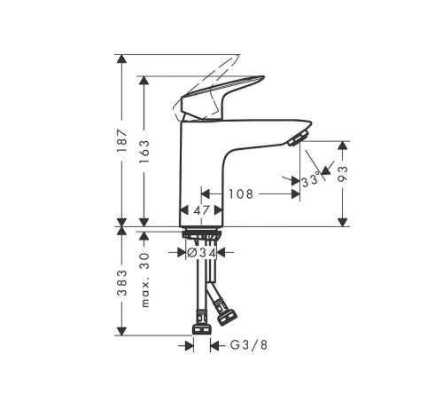 Смеситель для раковины Hansgrohe Logis 71101670 цвет Черный матовый