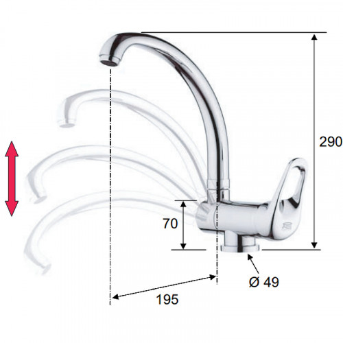 Смеситель для кухни Remer Kiss K42R Хром латунь