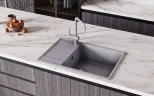 Кухонная мойка Ulgran Quartz Prima 760-07 Уголь искусственный камень (литьевой мрамор) встраиваемый
