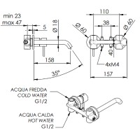 Смеситель для раковины Remer X-Style X15PDO Золото латунь встраиваемый