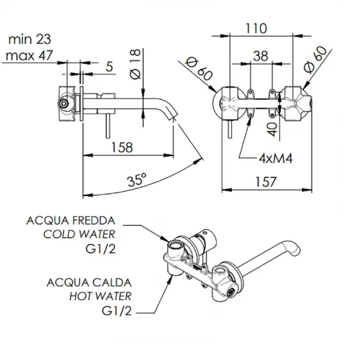 Смеситель для раковины Remer X-Style X15PDO Золото латунь встраиваемый