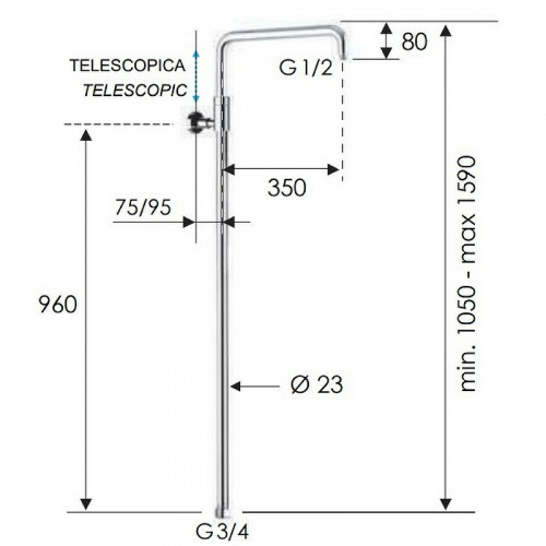 Душевая штанга Remer 329A Хром латунь на стену
