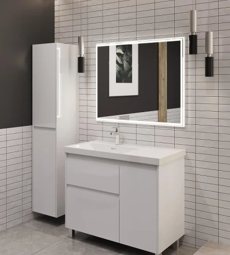 Тумба под раковину Aquanet Nova Lite 2.0 90 L 346339 цвет Белый глянец