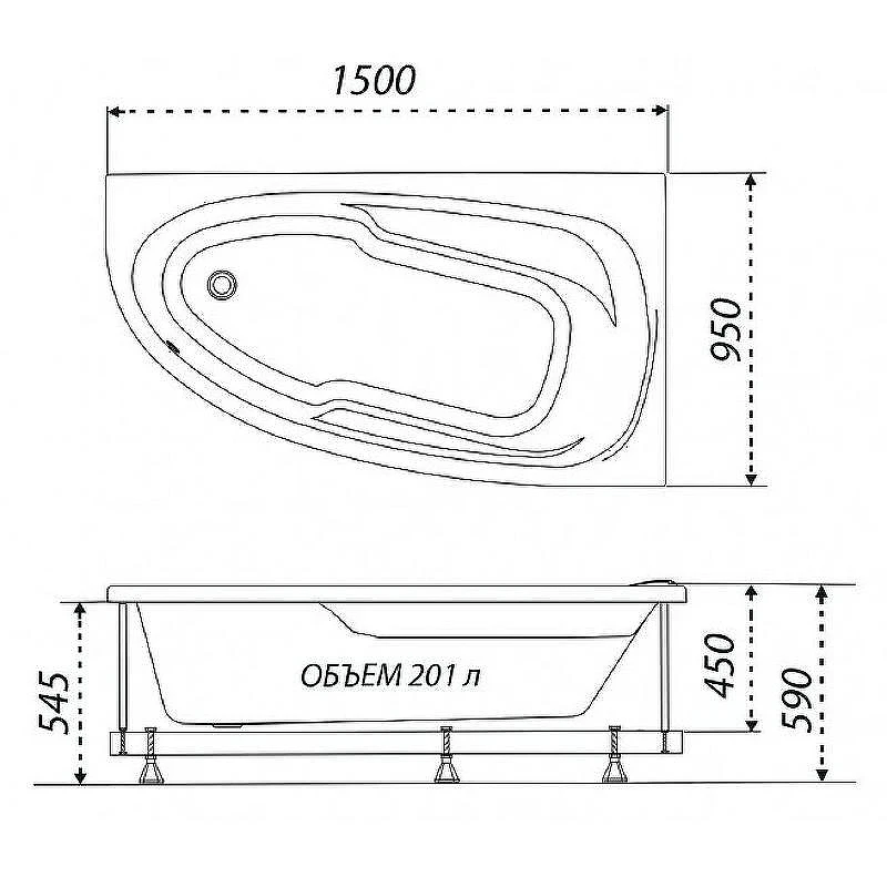 Акриловая ванна Triton 1ACReal Мадрид 150х95 L Щ0000045643 без гидромассажа