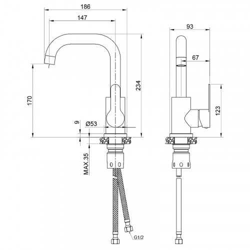 Смеситель для раковины Maretti Project-S PS32RP55 Сатин