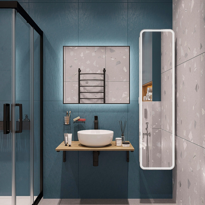 Комплект мебели для ванной DIWO Элиста 80 подвесной цвет Черный муар Светлое дерево