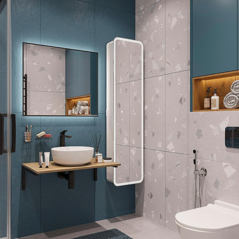 Комплект мебели для ванной DIWO Элиста 80 подвесной цвет Черный муар Светлое дерево