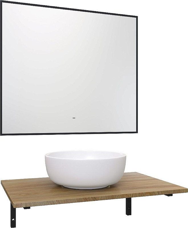 Комплект мебели для ванной DIWO Элиста 80 подвесной цвет Черный муар Светлое дерево