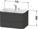 Тумба с раковиной Duravit Happy D.2 Plus 80 HP4637O8080 подвесная цвет Графит матовый
