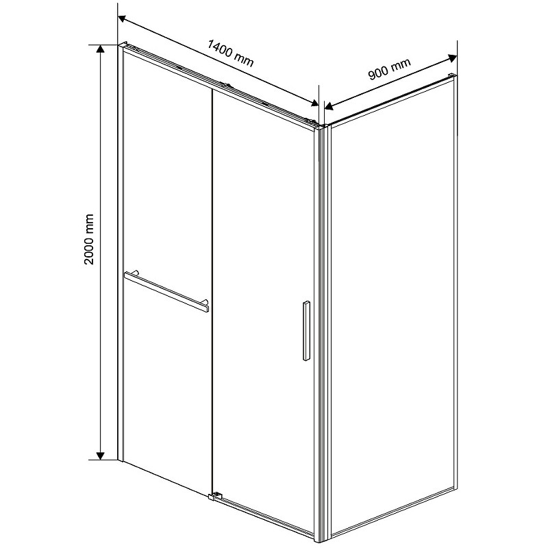 Душевой уголок Vincea Slim Soft 140x90 VSR-1SS9014CLB профиль Черный стекло прозрачное