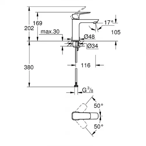 Смеситель для раковины Grohe Cubeo 1017550000 цвет Хром