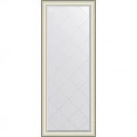 Зеркало Evoform Exclusive-G Floor 200х79 BY 6393 с гравировкой в багетной раме - Белая кожа с хромом 78 мм стекло