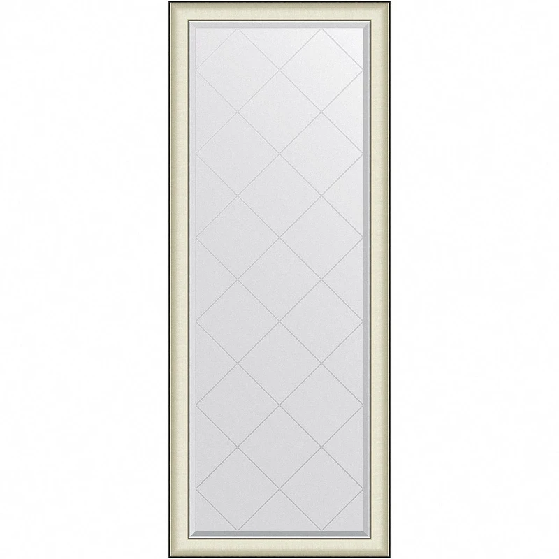 Зеркало Evoform Exclusive-G Floor 200х79 BY 6393 с гравировкой в багетной раме - Белая кожа с хромом 78 мм стекло