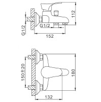 Смеситель для ванны Frap H14 F3014-B Хром силумин на стену