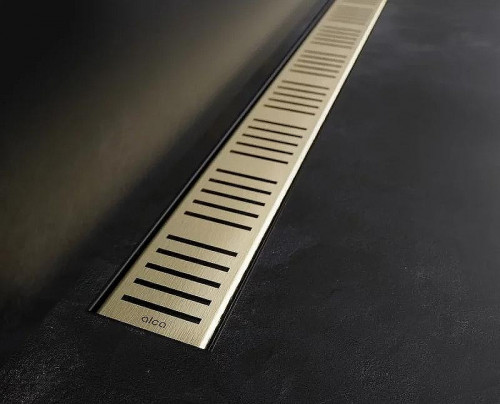 Душевой лоток Alcaplast Simple 65 APZ10BLACK-650BRASS с решеткой Золото