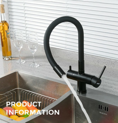 Смеситель для кухни Gappo G4398-36 Черный матовый латунь