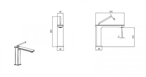 Смеситель для раковины Black&White Gravity GF-7105-MB 7105MB цвет Черный матовый