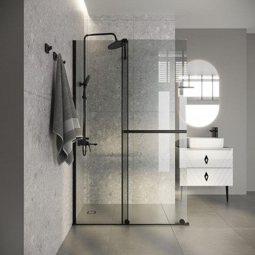 Душевая перегородка Niagara Nova 120 NG-671-12BLACK профиль Черный матовый стекло прозрачное