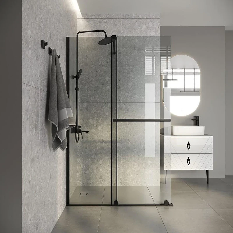 Душевая перегородка Niagara Nova 120 NG-671-12BLACK профиль Черный матовый стекло прозрачное