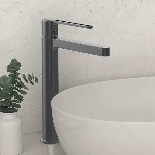 Смеситель для раковины Vincea Rondo VBF-1R2GM Вороненая сталь латунь