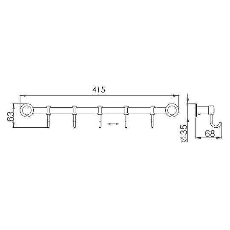 Вешалка для полотенец Frap F205-5 Хром