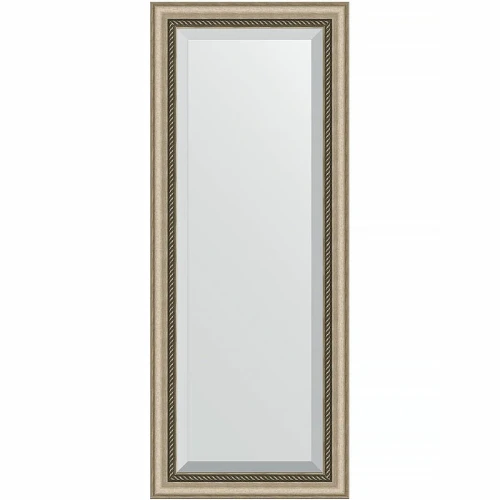 Зеркало Evoform Exclusive 133х53 BY 1152 с фацетом в багетной раме - Состаренное серебро с плетением 70 мм стекло