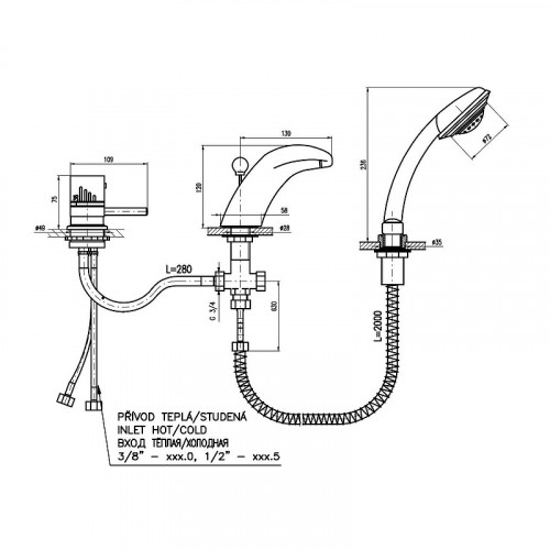 Смеситель на борт ванны Rav Slezak Dunaj Termostat DT271.5SZ с термостатом Золото латунь