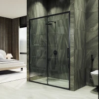 Душевая дверь Maybah Glass MGD-1276-6 1200x1950 раздвижная профиль Черный стекло прозрачное
