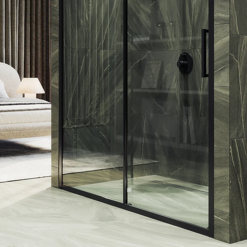 Душевая дверь Maybah Glass MGD-1276-6 1200x1950 раздвижная профиль Черный стекло прозрачное