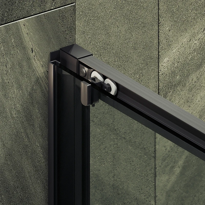 Душевая дверь Maybah Glass MGD-1276-6 1200x1950 раздвижная профиль Черный стекло прозрачное