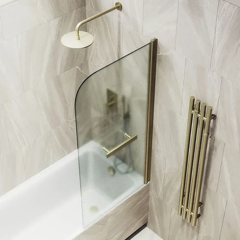 Шторка для ванны Maybah Glass MGV-787-2 700х1400 поворотная на монопетле с полотенцедержателем Бронза стекло сатиновое