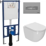 Комплект унитаза DIWO Bauedge Bau Dream Hurricane-2 с сиденьем Микролифт с инсталляцией DIWO 4501 с клавишей смыва цвет Матовый хром