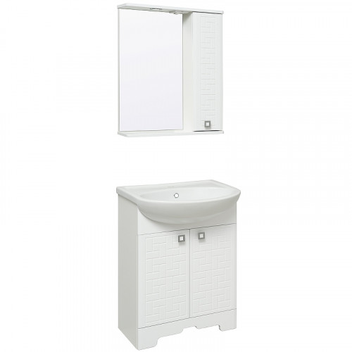 Зеркало со шкафом Runo Авила 60 R 00000001047 с подсветкой Белое МДФ / ЛДСП, стекло