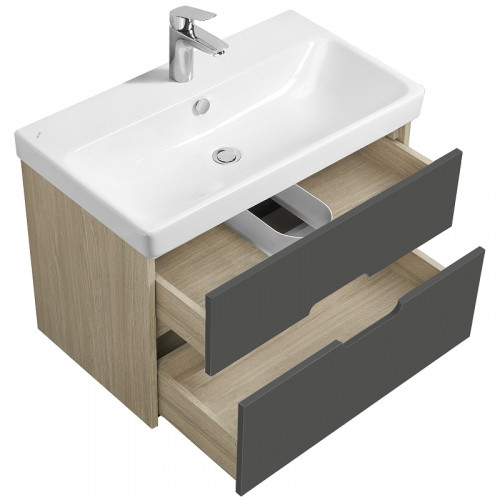 Тумба под раковину Aquaton Оливия 80 1A283101OLUG0 подвесная Грей Дуб ойстер МДФ / ЛДСП
