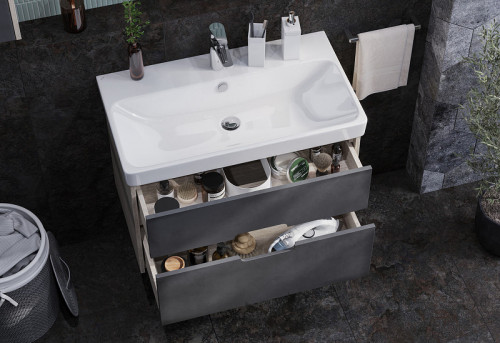 Тумба под раковину Aquaton Оливия 80 1A283101OLUG0 подвесная Грей Дуб ойстер МДФ / ЛДСП