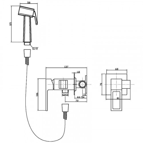 Гигиенический душ со смесителем BelBagno Luce LUC-HGN-NERO Черный матовый