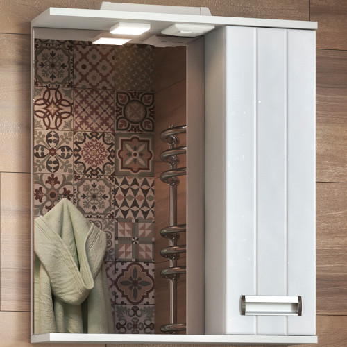 Зеркало со шкафом Vigo Diana 60 R z.DIA.60.R.El с подсветкой Белое МДФ / ЛДСП, стекло