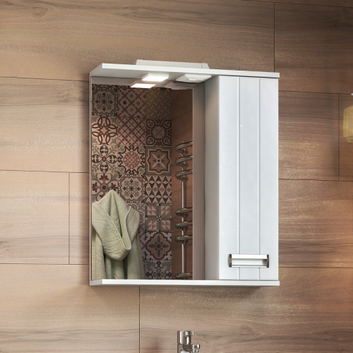 Зеркало со шкафом Vigo Diana 60 R z.DIA.60.R.El с подсветкой Белое МДФ / ЛДСП, стекло