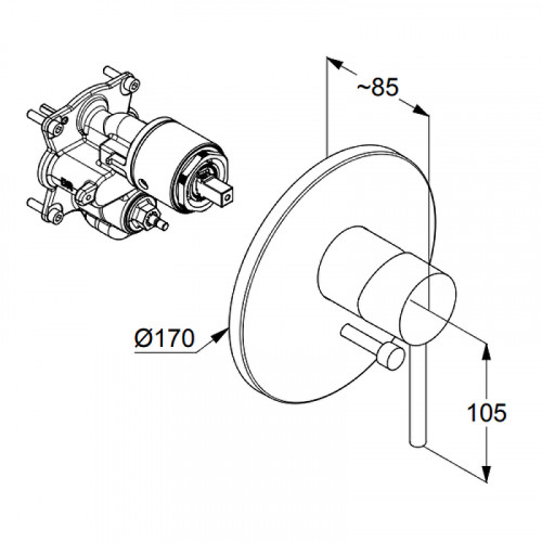 Смеситель для душа Kludi Bozz 386503976 Черный латунь встраиваемый