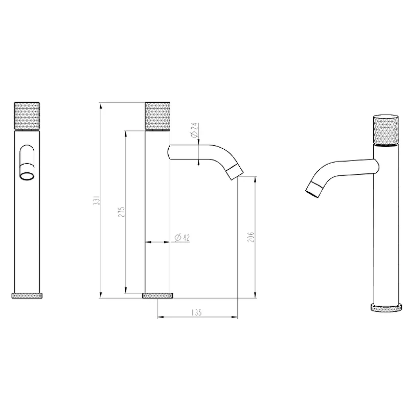 Смеситель для раковины Boheme Stick 122-GCR Золото Хром латунь
