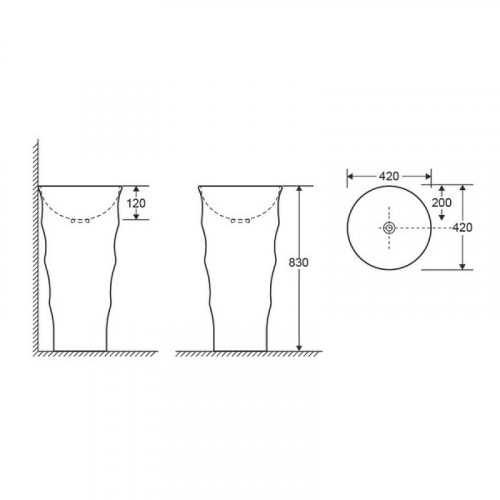 Раковина CeramaLux 42 G-309 Белая фаянс напольный