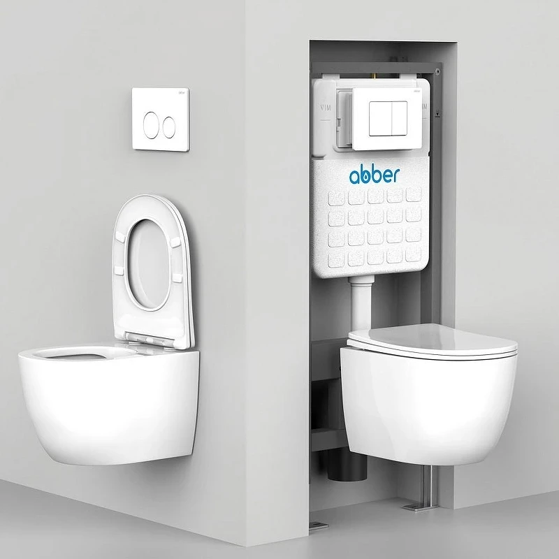 Унитаз Abber Rechteck AC1201MBE подвесной цвет Светло-бежевый матовый с сиденьем Микролифт