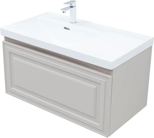 Тумба с раковиной Aquanet Агата 90 345488+Side 90 L 347438 подвесная цвет Бежевый