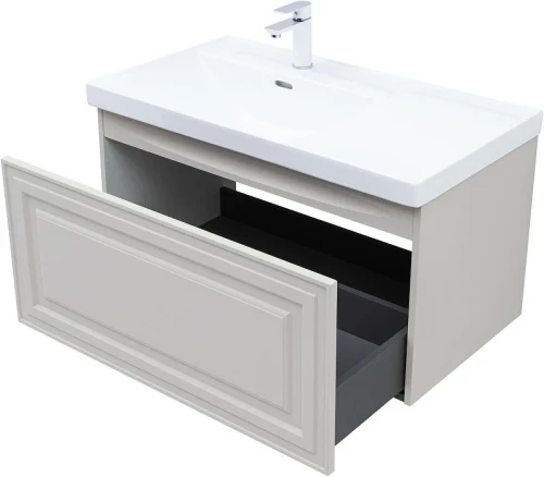 Тумба с раковиной Aquanet Агата 90 345488+Side 90 L 347438 подвесная цвет Бежевый