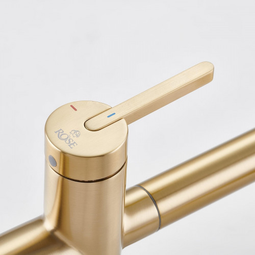 Смеситель для кухни Rose R458G цвет Золотой сатин Белый