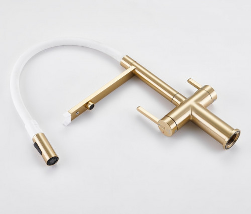 Смеситель для кухни Rose R458G цвет Золотой сатин Белый