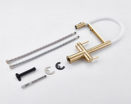 Смеситель для кухни Rose R458G цвет Золотой сатин Белый