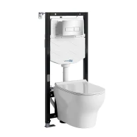 Комплект унитаза с инсталляцией WasserKRAFT Aller 10TLT.010.ME.CH03.H001 цвет Белый с сиденьем Микролифт и клавишей смыва цвет Хром